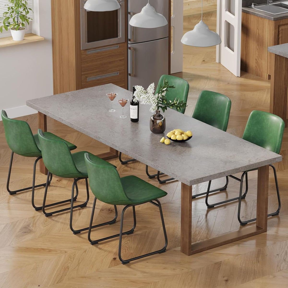 PU Leather Dining Chairs – Green