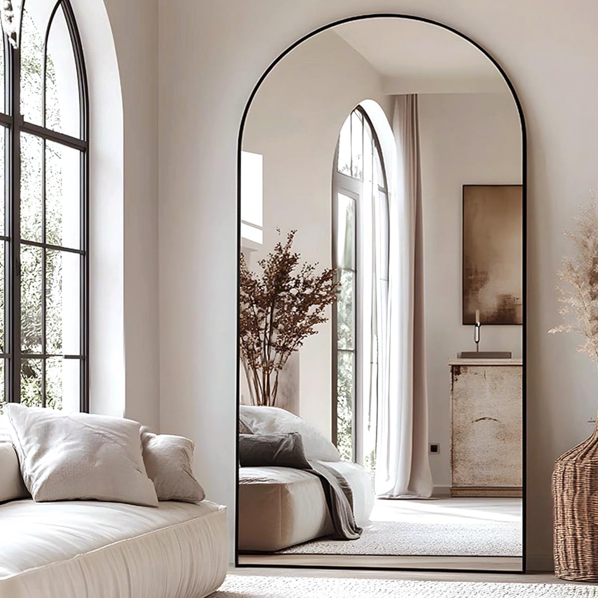 Arched Full Length Floor Mirror 90x46 – Black