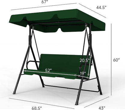 3-Seat Patio Swing with Canopy – Green