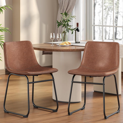 PU Leather Dining Chairs – Dark Brown