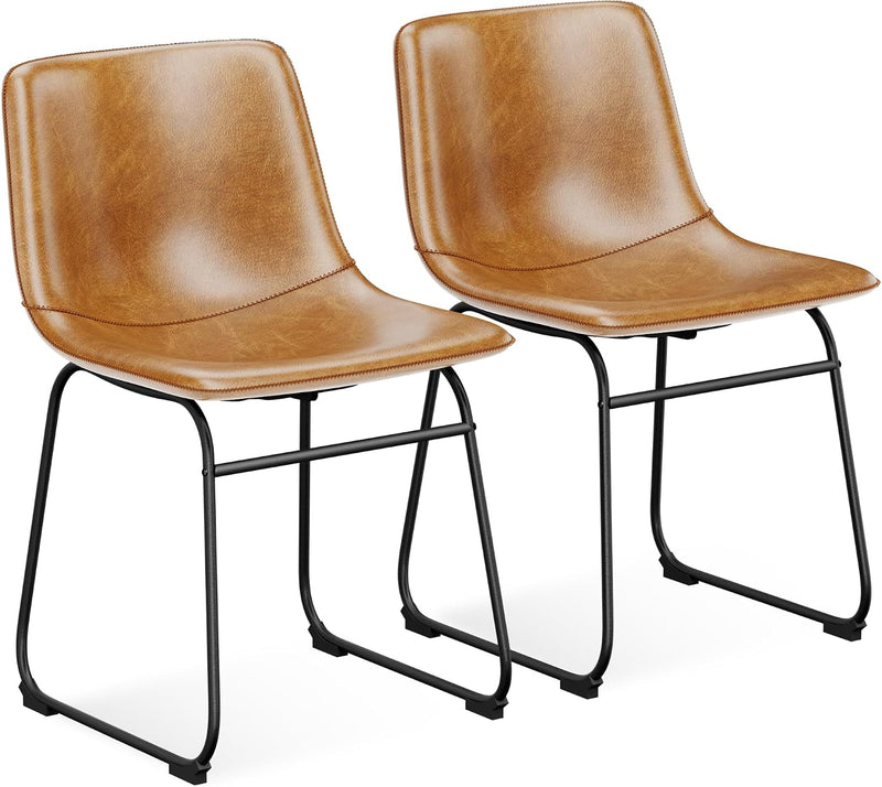 PU Leather Dining Chairs – Brown
