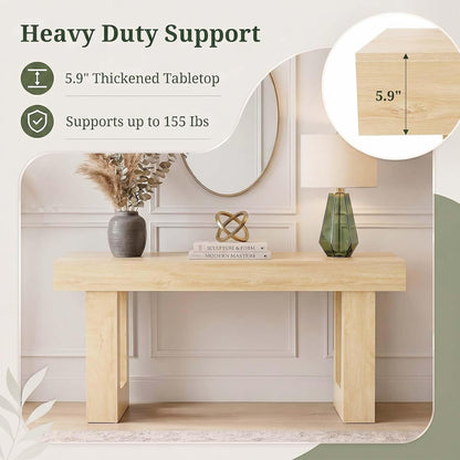 63-Inch Farmhouse Console Table – Light Natural