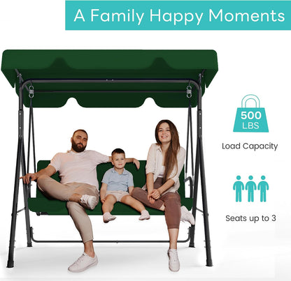 3-Seat Patio Swing with Canopy – Green