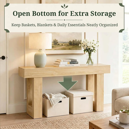 63-Inch Farmhouse Console Table – Light Natural