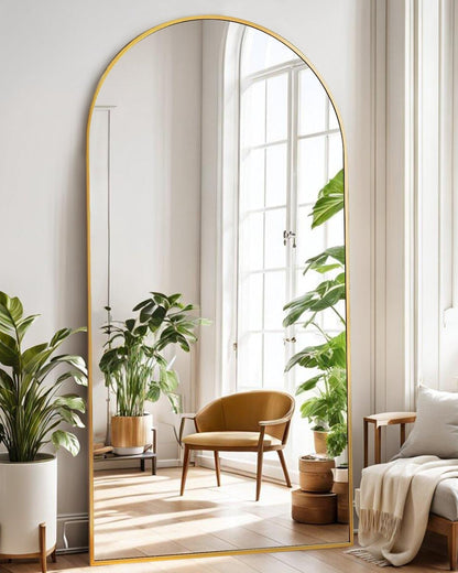 Arched Full Length Floor Mirror 90x46 – Gold