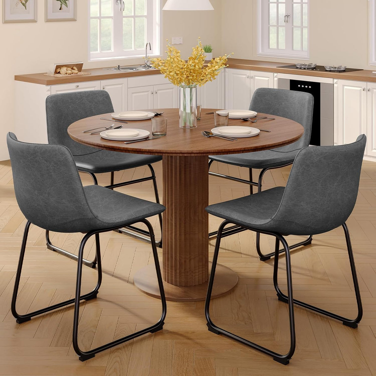 PU Leather Dining Chairs – Grey