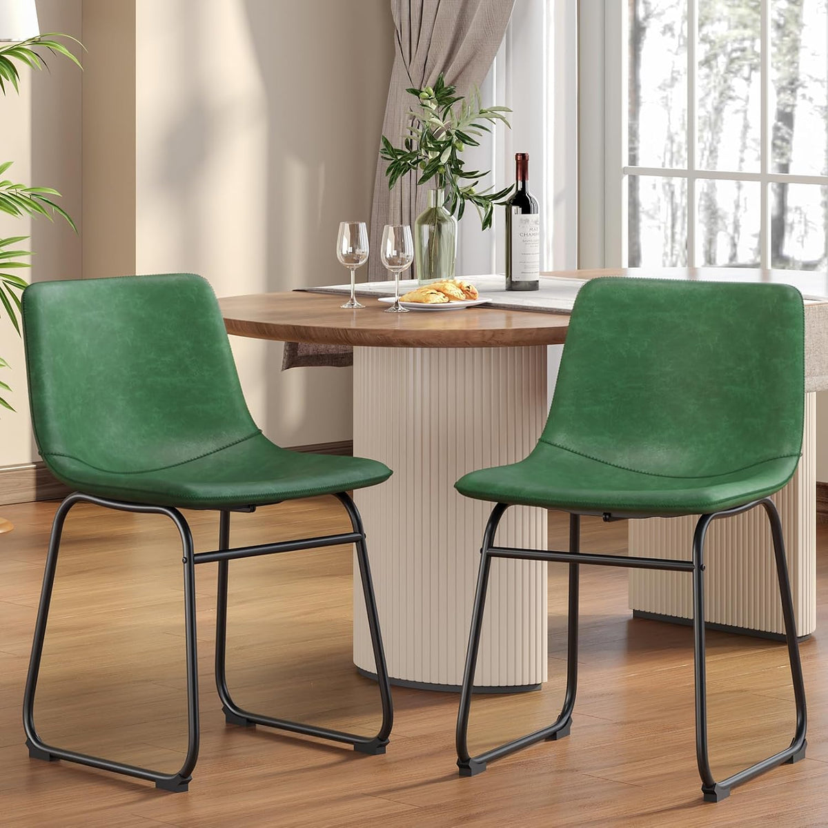 PU Leather Dining Chairs – Green