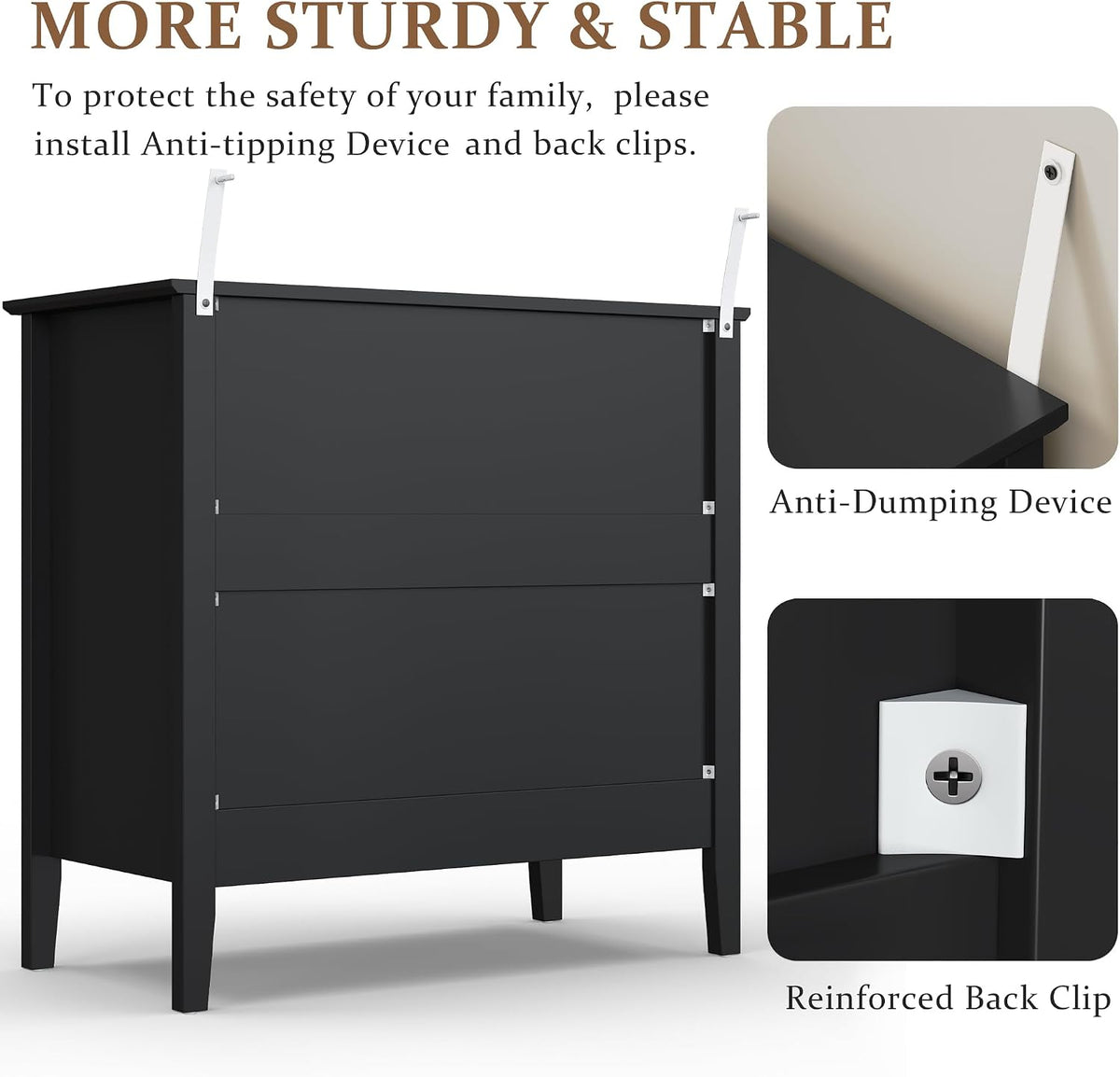 Fluted Oversized Nightstand – Black