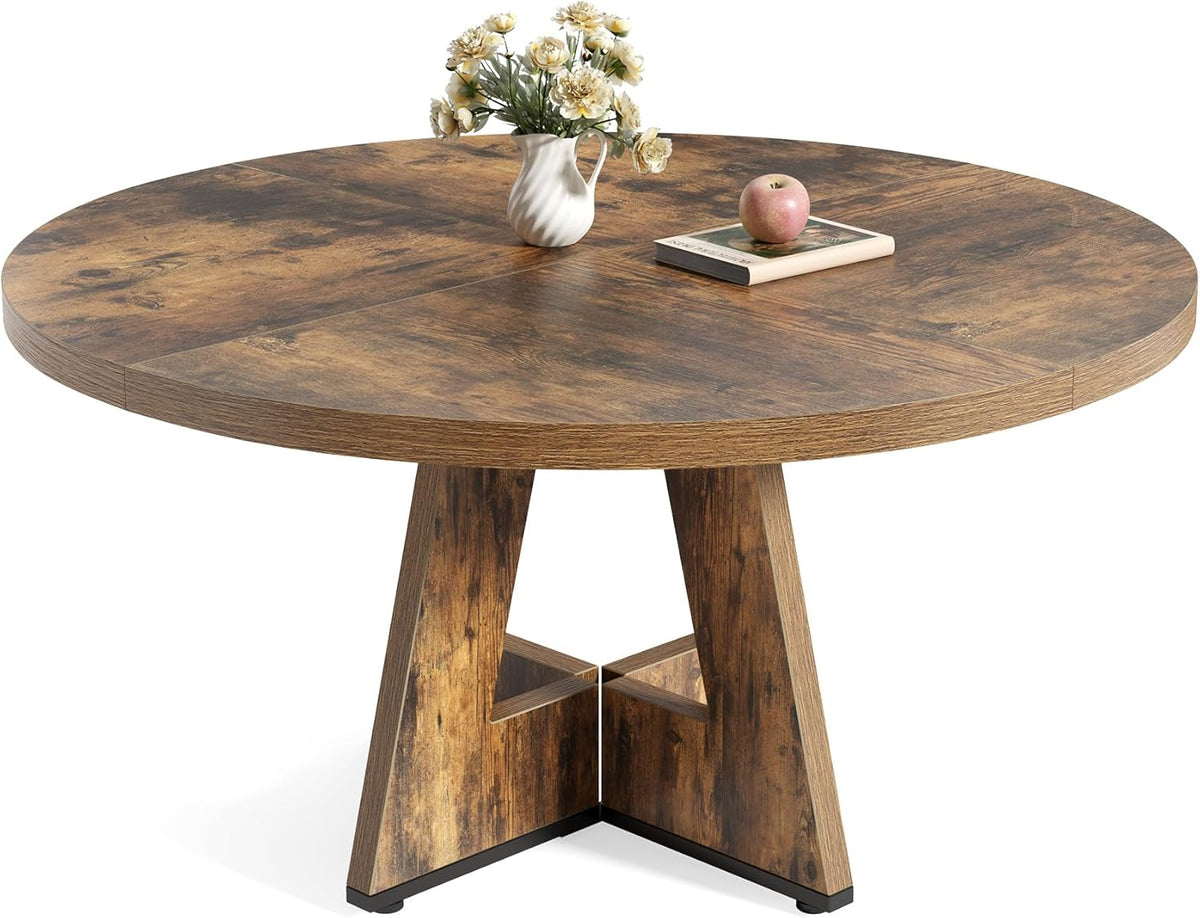47-Inch Round Dining Table – Rustic Brown