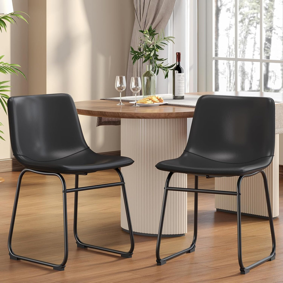 PU Leather Dining Chairs – Black