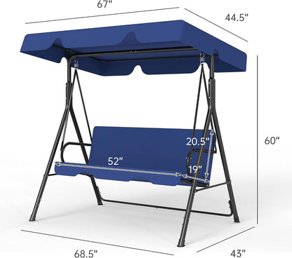 3-Seat Patio Swing with Canopy – Blue