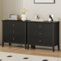 Black Fluted Oversized Nightstands - Set of 2 | Modern Bedroom Furniture