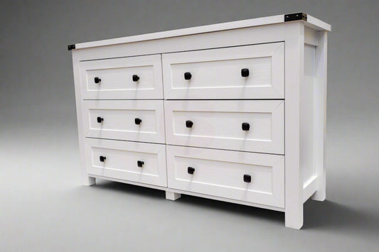 Modern White 6-Drawer Dresser – Clean Look, Smart Storage