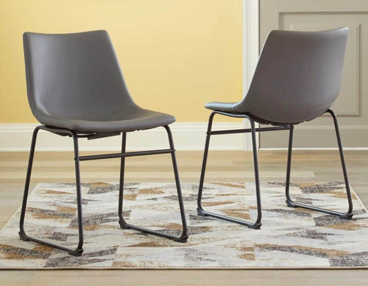 Gray Dining Room Chairs - Set of 2 | Modern Faux Leather Seating