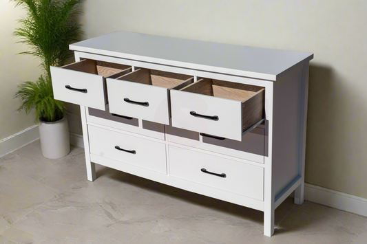 White 7-Drawer Modern Dresser – Clean Look, Big Storage