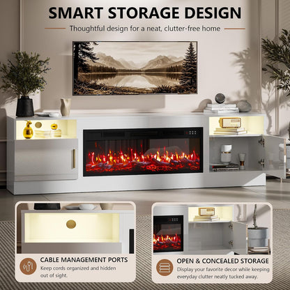 70-Inch Fireplace TV Stand – White