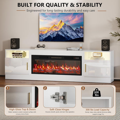 70-Inch Fireplace TV Stand – White