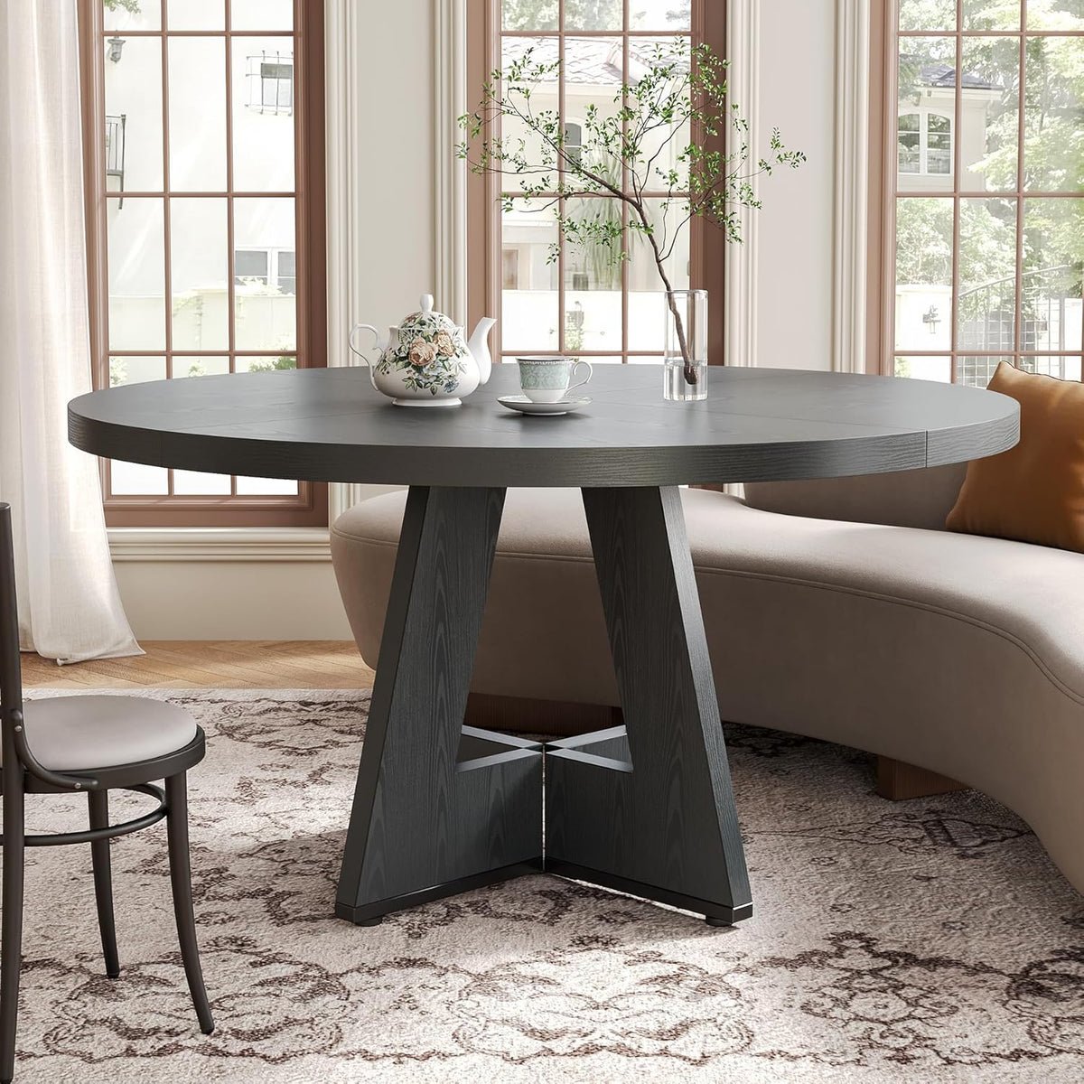 47-Inch Round Dining Table – Black