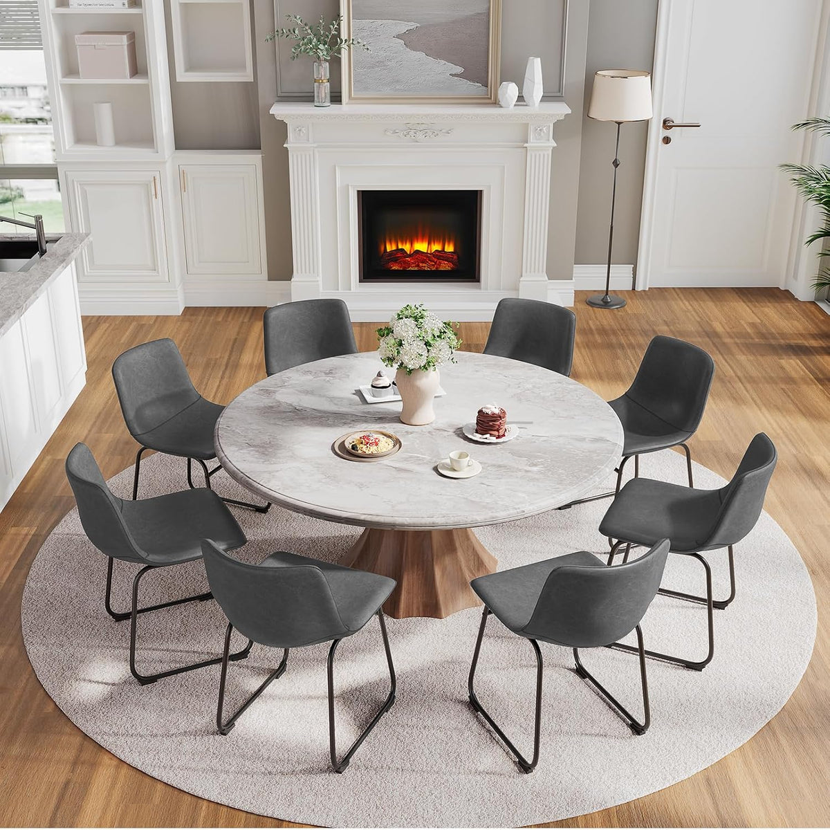 PU Leather Dining Chairs – Grey