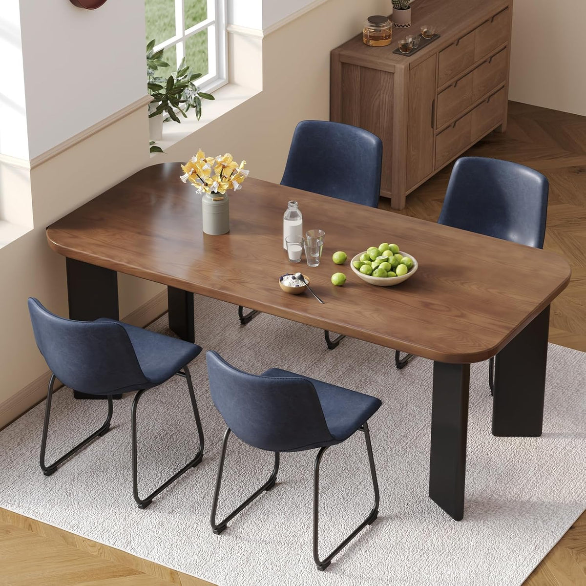 PU Leather Dining Chairs – Blue