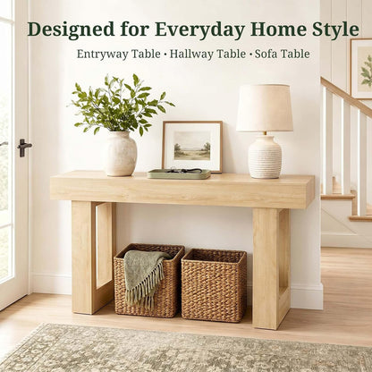 63-Inch Farmhouse Console Table – Light Natural