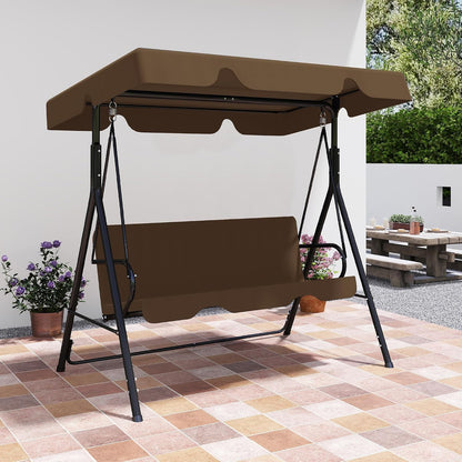 3-Seat Patio Swing with Canopy – Coffee Brown
