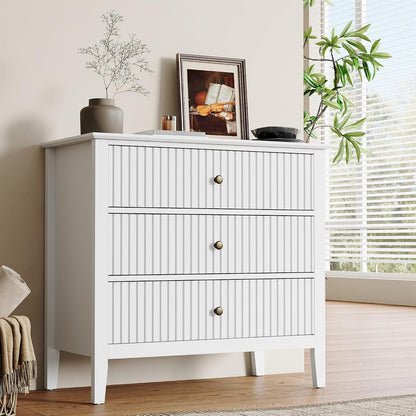 Fluted Oversized Nightstand – White – Single