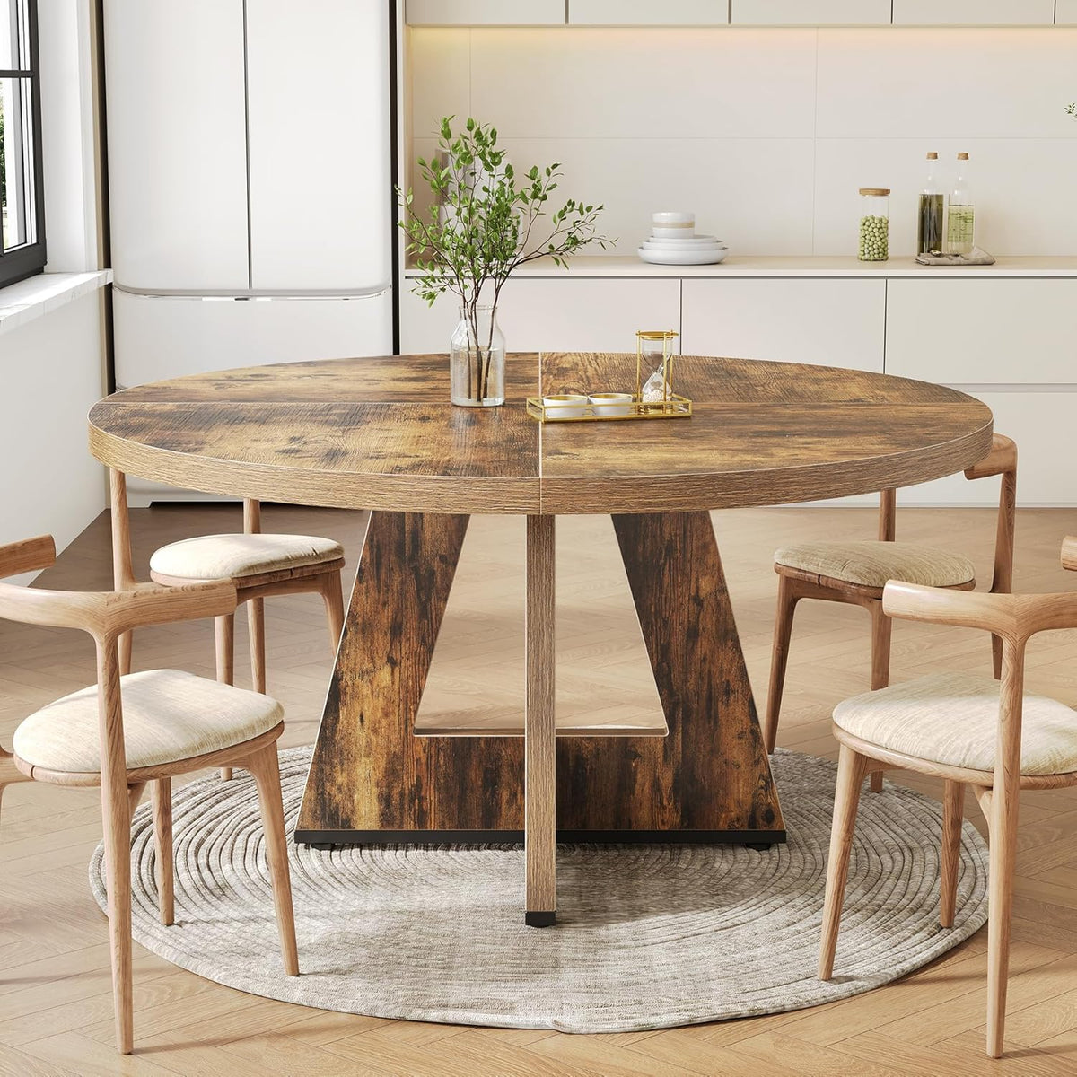 47-Inch Round Dining Table – Rustic Brown