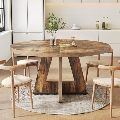 47-Inch Round Dining Table – Rustic Brown