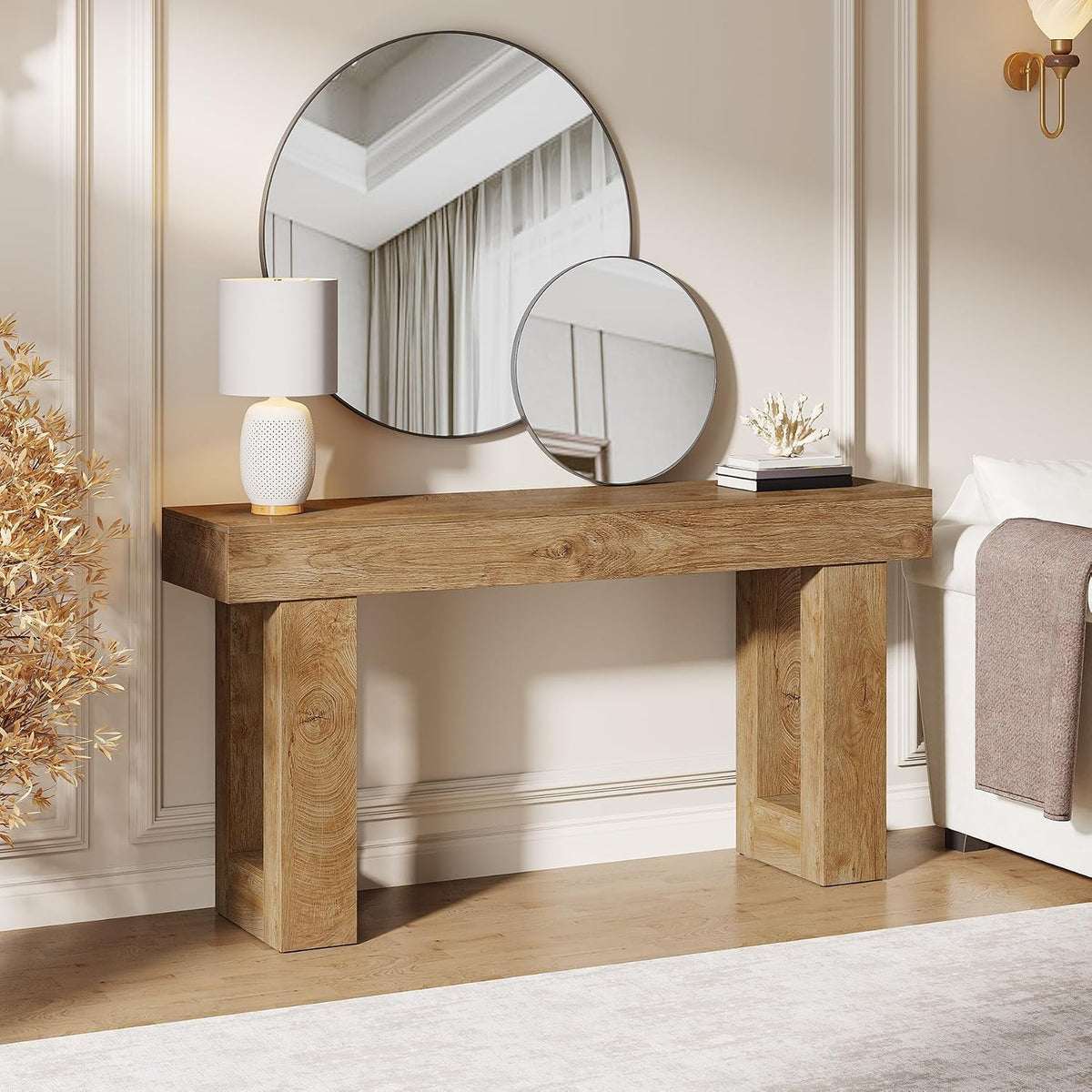 63-Inch Farmhouse Console Table – Natural