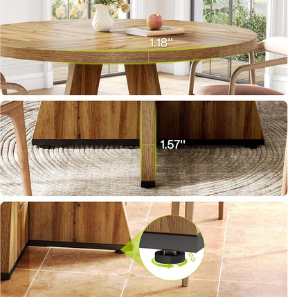 47-Inch Round Dining Table – Light Brown