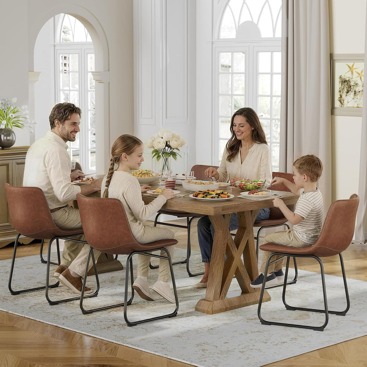 PU Leather Dining Chairs – Dark Brown