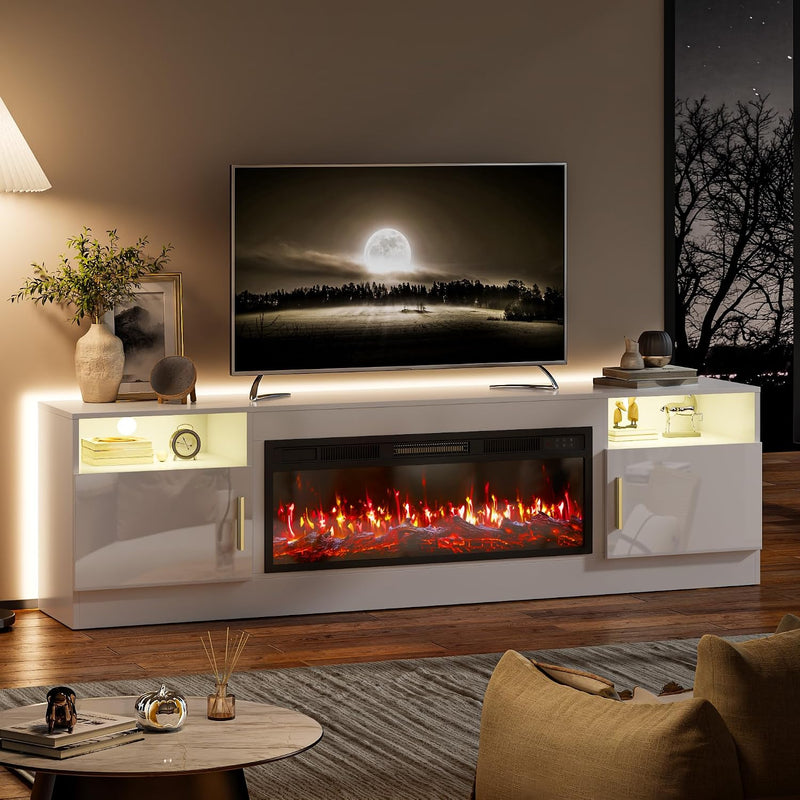 70-Inch Fireplace TV Stand – White
