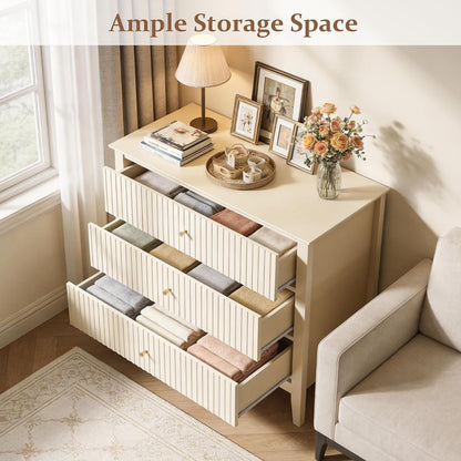 Fluted Oversized Nightstand – Beige