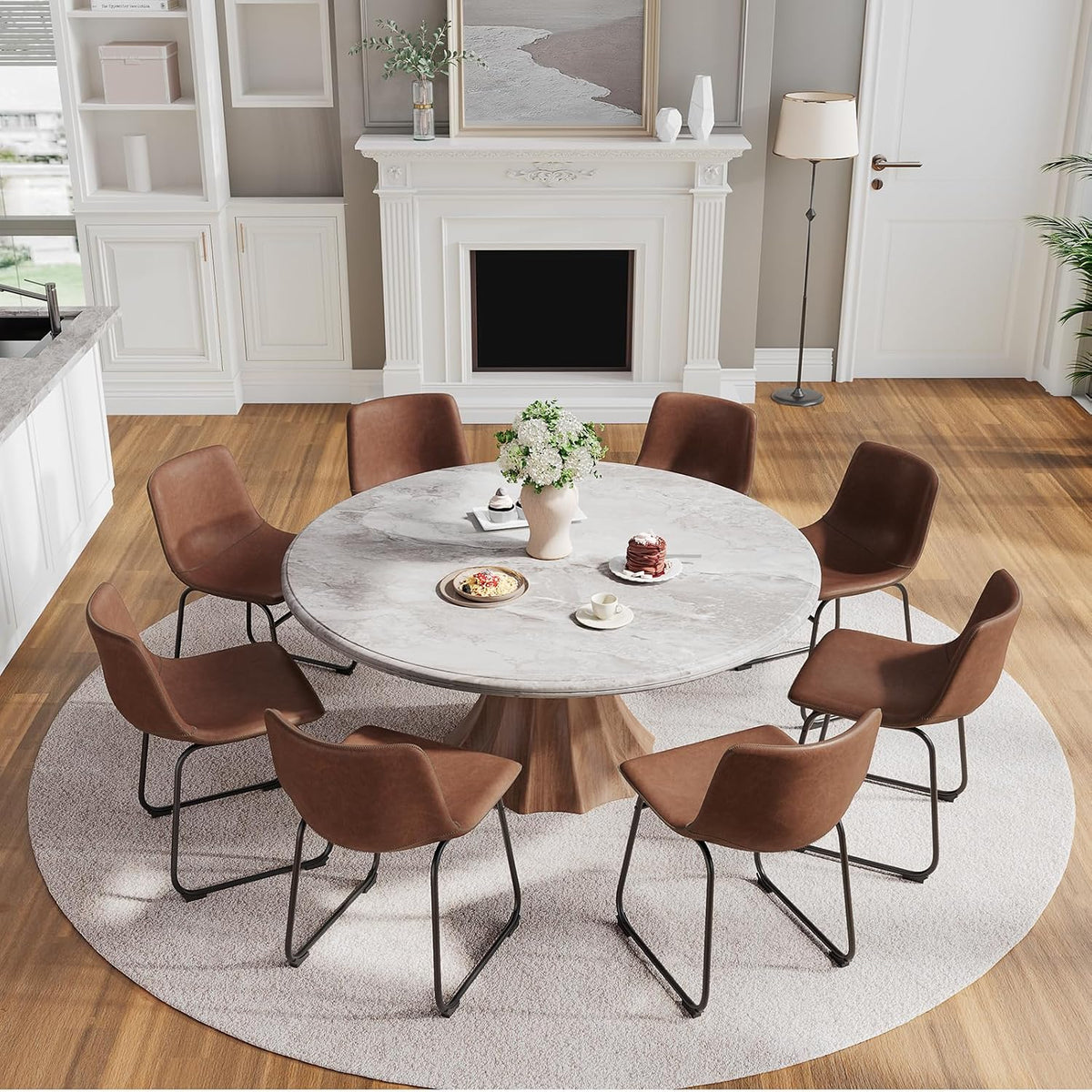 PU Leather Dining Chairs – Dark Brown
