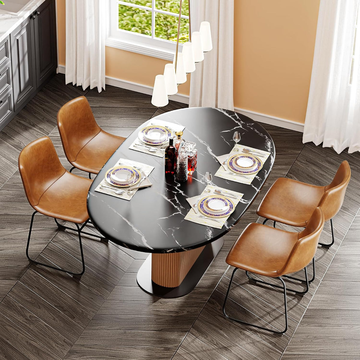 PU Leather Dining Chairs – Brown