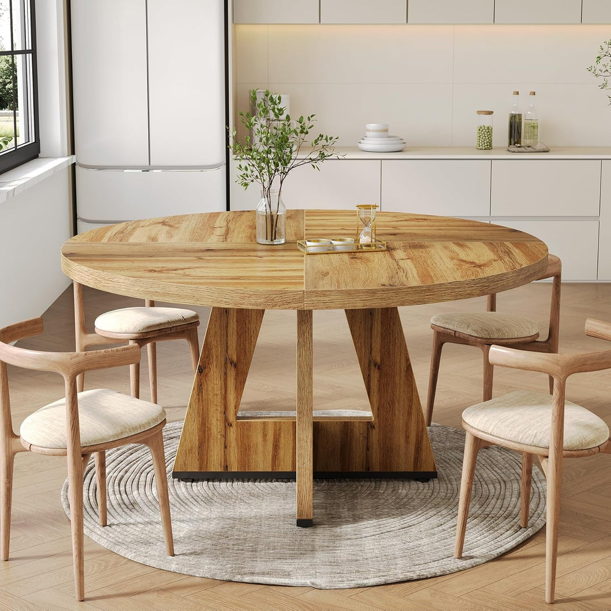 47-Inch Round Dining Table – Light Brown