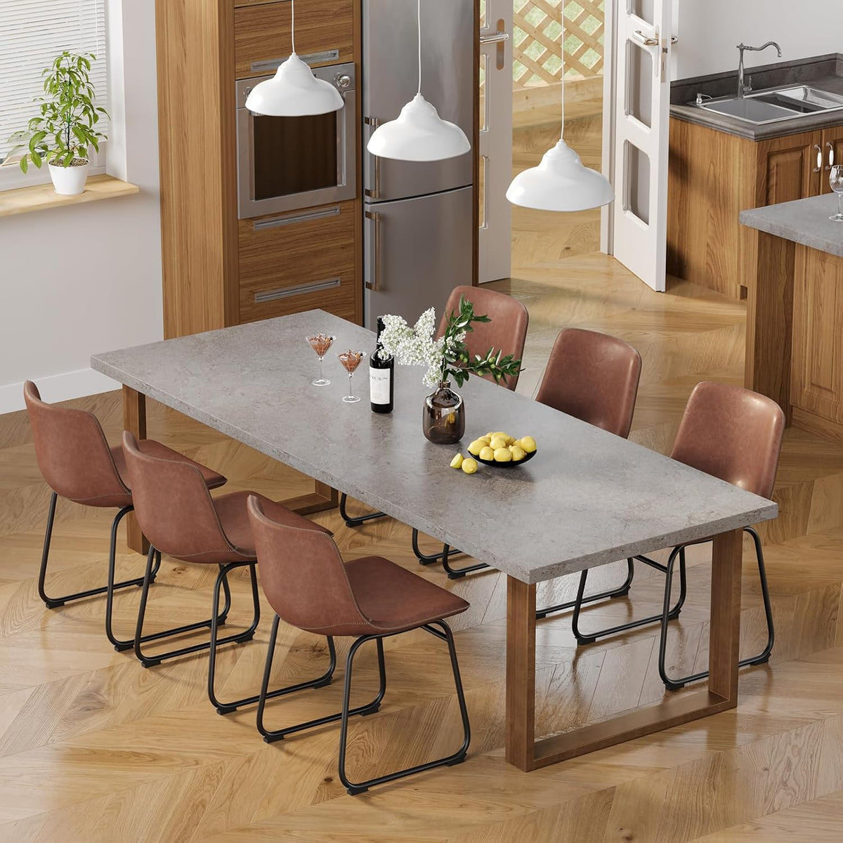 PU Leather Dining Chairs – Dark Brown
