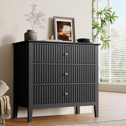 Fluted Oversized Nightstand – Black – Single