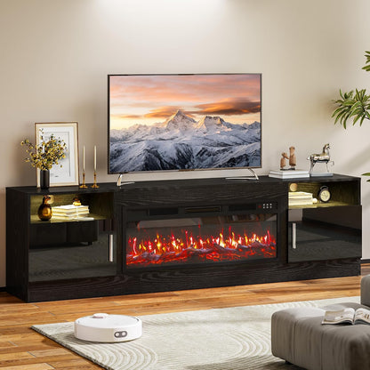 70-Inch Fireplace TV Stand – Black