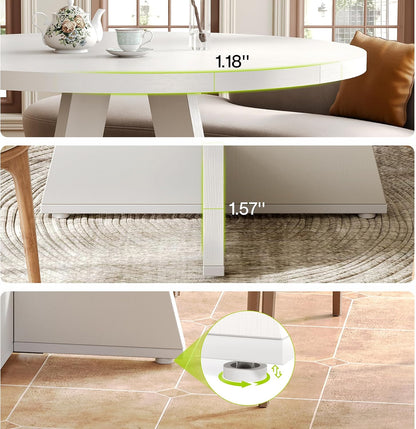 47-Inch Round Dining Table – White