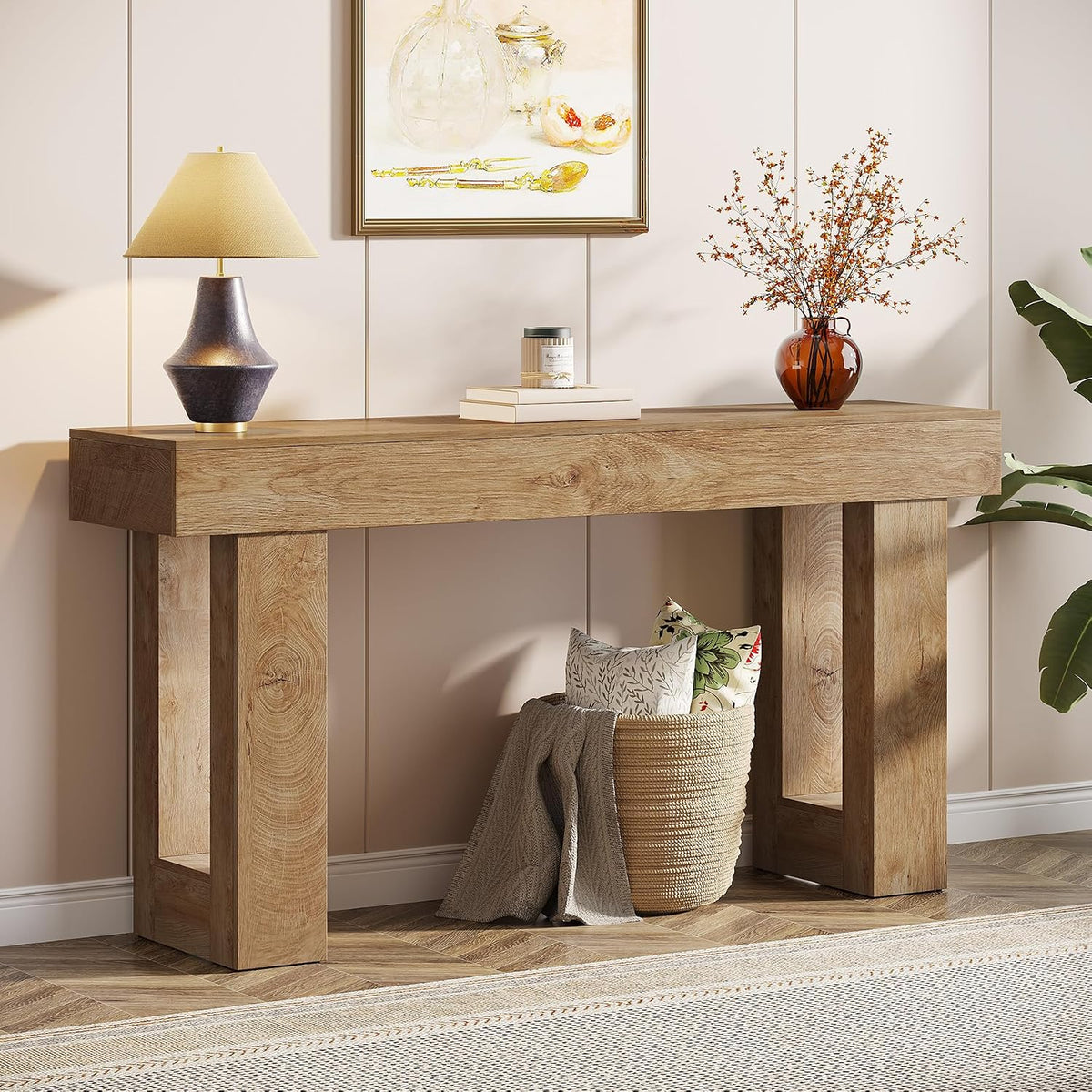 63-Inch Farmhouse Console Table – Natural