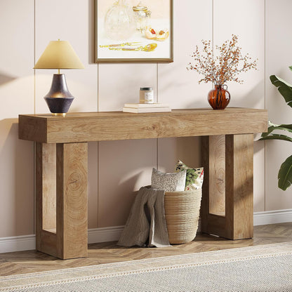 63-Inch Farmhouse Console Table – Natural