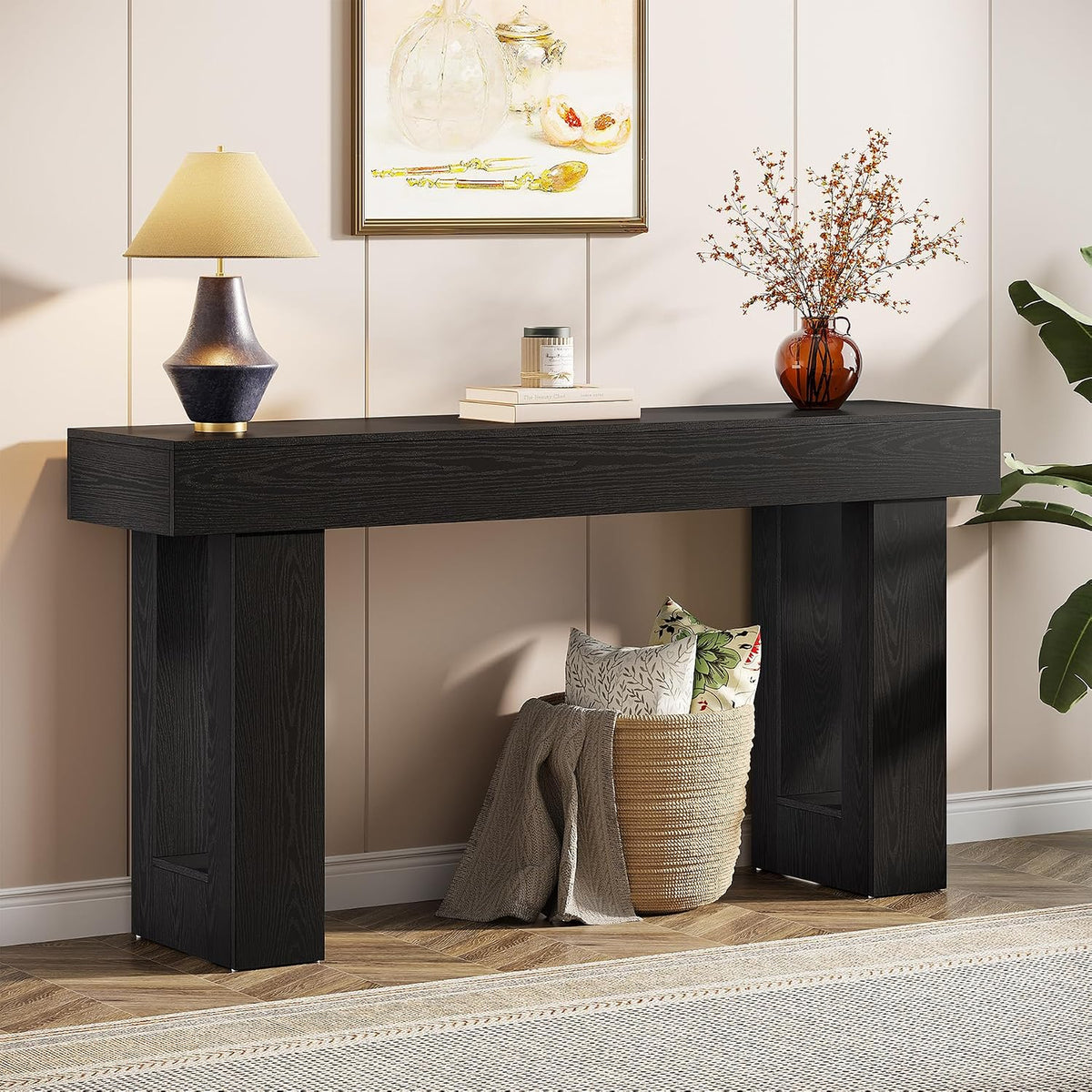 63-Inch Farmhouse Console Table – Black