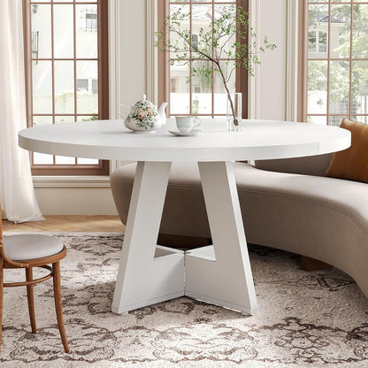 47-Inch Round Dining Table – White