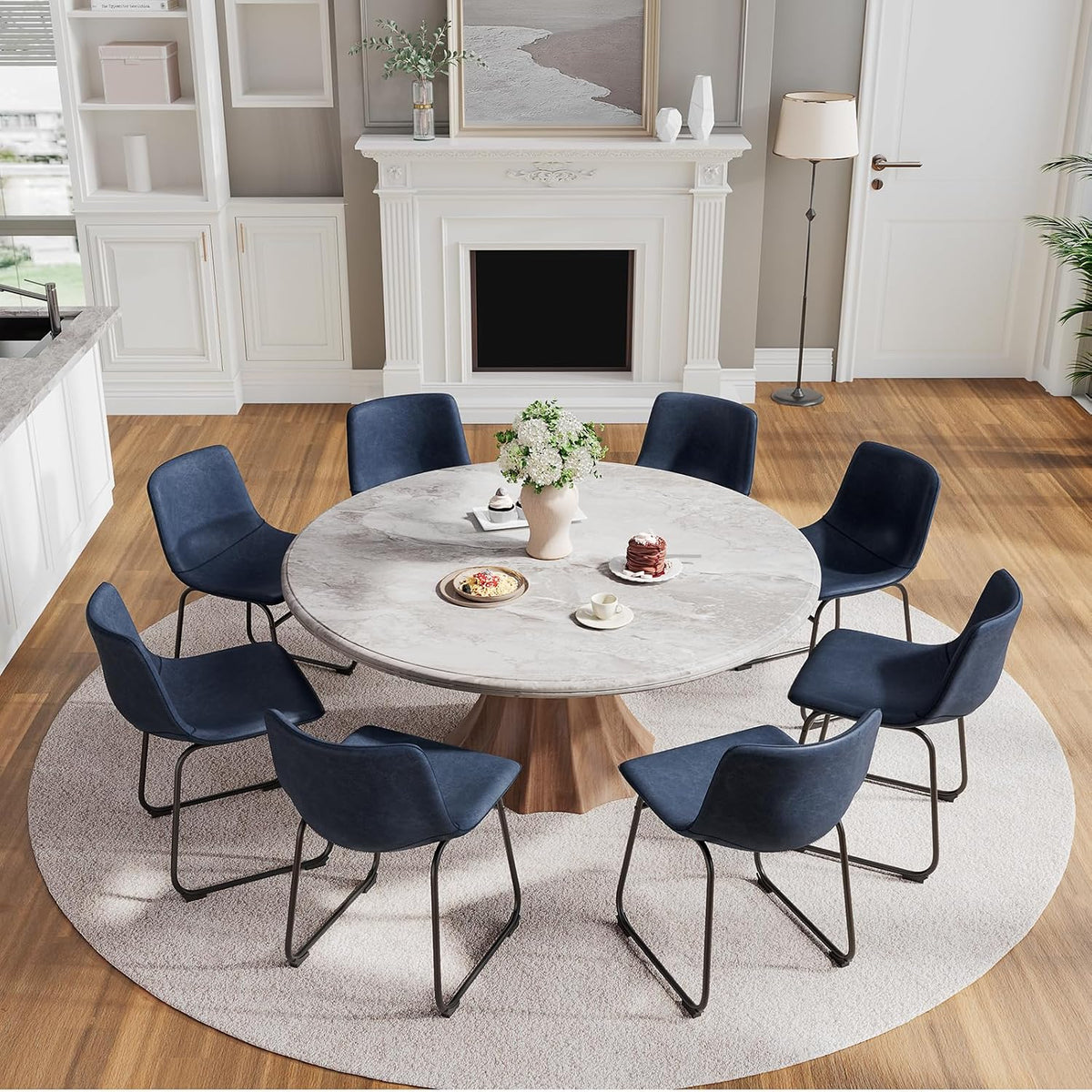 PU Leather Dining Chairs – Blue
