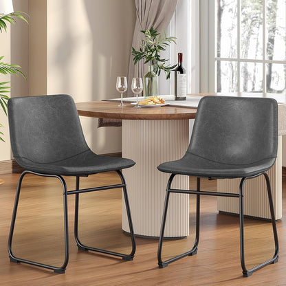 PU Leather Dining Chairs – Grey