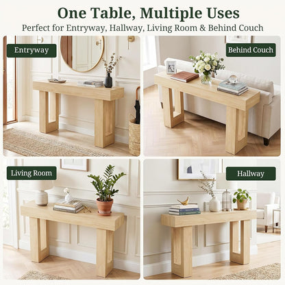 63-Inch Farmhouse Console Table – Light Natural