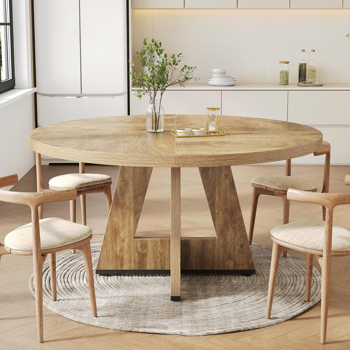 47-Inch Round Dining Table – Oak