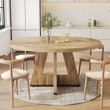47-Inch Round Dining Table – Oak
